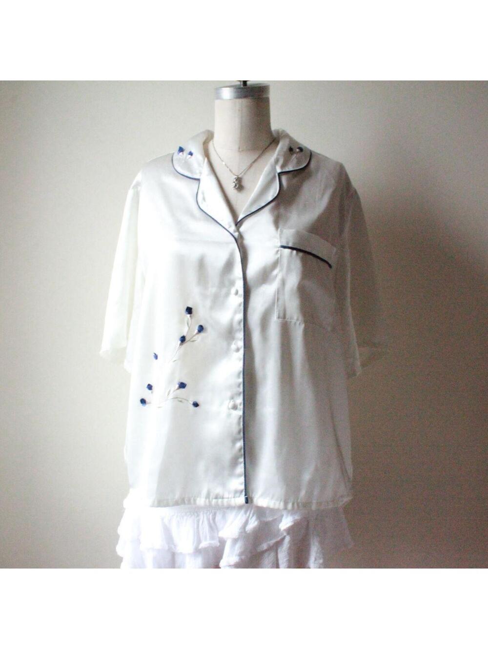 inner most vintage white embroidered pajama top